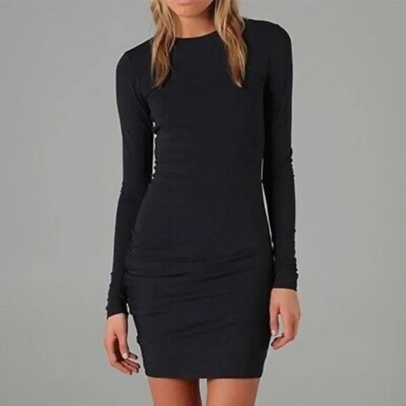T by Alexander Wang | Dresses | T By Alexander Wang Navy Blue Long Sleeve  Ruched Dress S | Poshmark